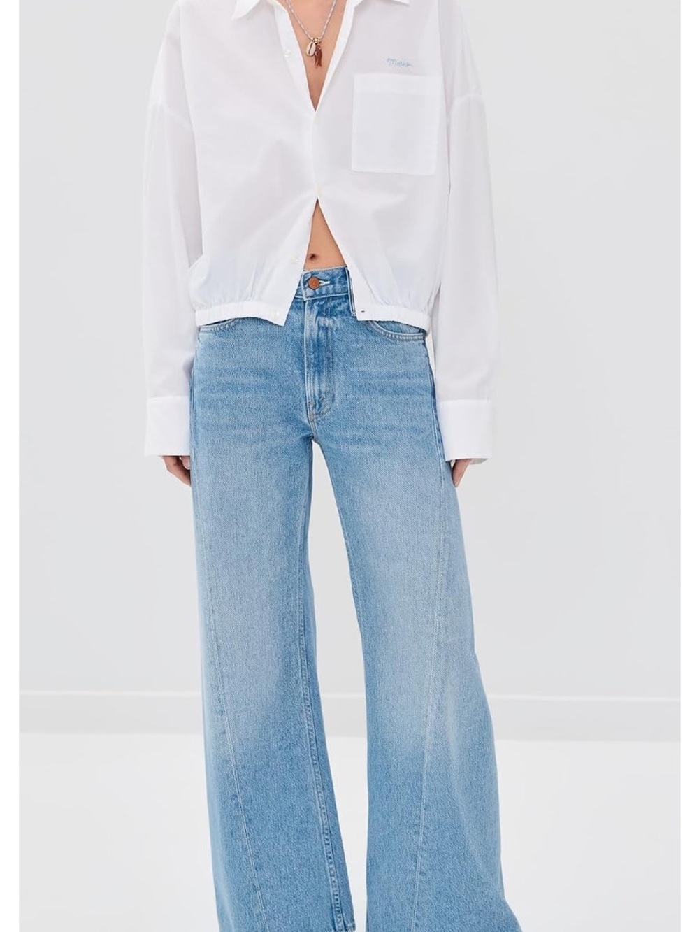 Mother Women's Petite Lil Lemon Twist Sneak Jeans in Munchies - Picture 11 of 11